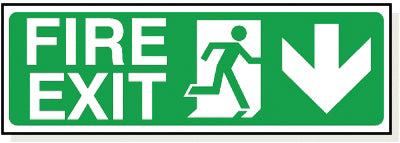 Adhesive Fire Exit Down Arrow Sign - F014A