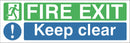 Adhesive Fire Exit Keep Clear Sign - F020A
