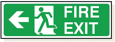 Adhesive Fire Exit Left Arrow Sign - FA003A