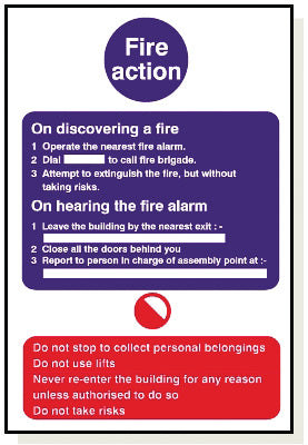 Adhesive Fire Action Sign - FB006A