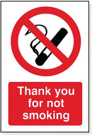 Adhesive Thank You for Not Smoking Sign - PB006A