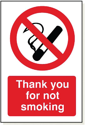 Adhesive Thank You for Not Smoking Sign - PB006A