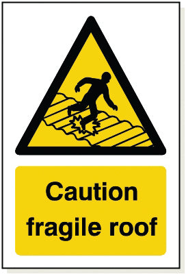 Foamex Caution Fragile Roof Sign - WB006F