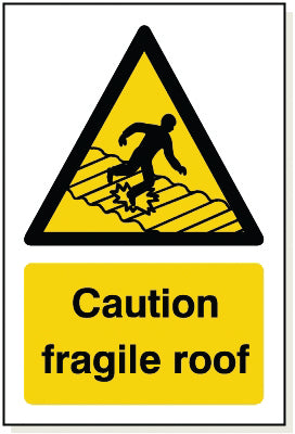 Adhesive Caution Fragile Roof Sign - WB006A