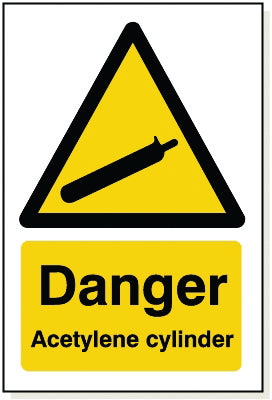 Adhesive Danger Acetylene Cylinder Sign - WB049A