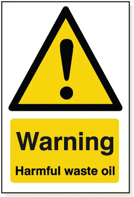 Adhesive Warning Harmful Waste Oil Sign - WB052A