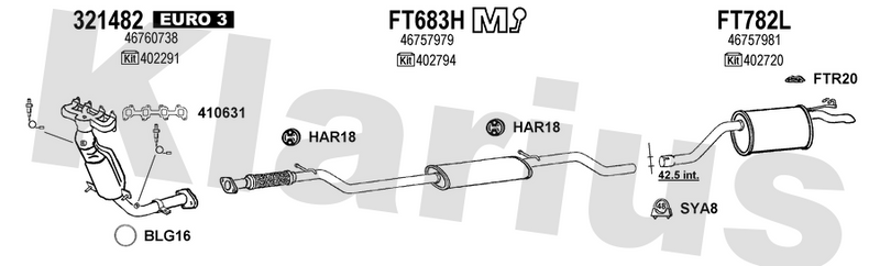 Klarius 321482 - Catalyst Type Approved Withpip  - Fits Fiat Punto 1.2i