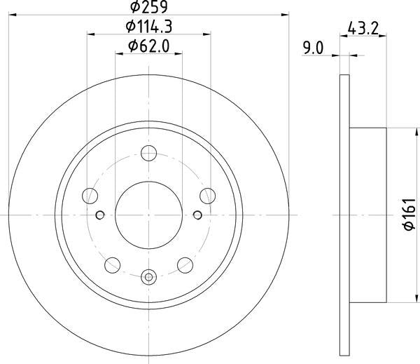 Mintex Brake Discs fits -Suzuki S249:5 MDC2612 (also fits other vehicles)