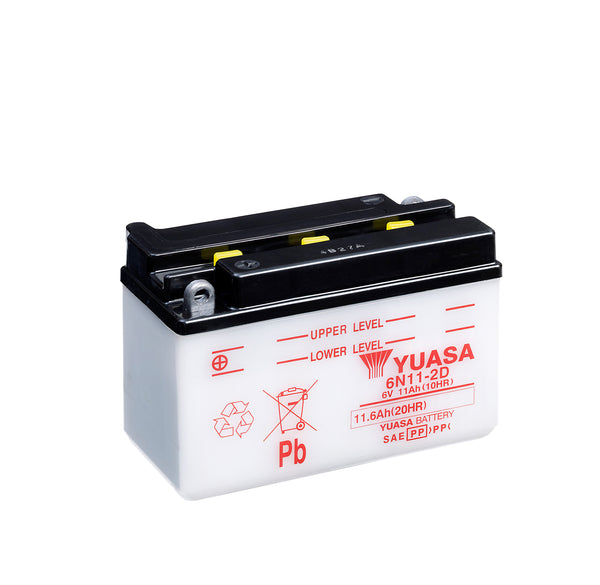 6N11-2D (DC) 6V Yuasa Conventional Motorcycle Battery