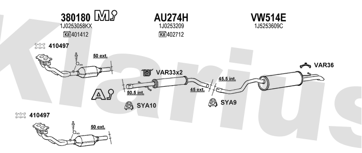 Klarius 380180 - Catalyst Incl Frnt Pipe Non Ta  - Fits Audi A3 1.6i