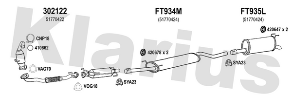 Klarius 302122 - Front Pipe For Cat  - Fits Fiat Multipla 1.9JTD
