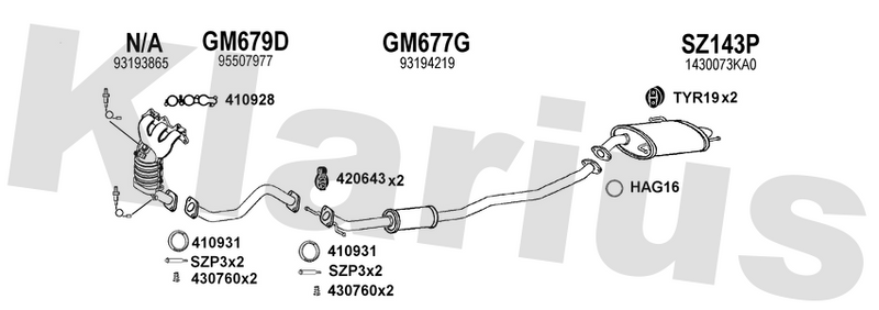 Klarius GM679D - Centre Pipe  - Fits Opel Agila 1.0i