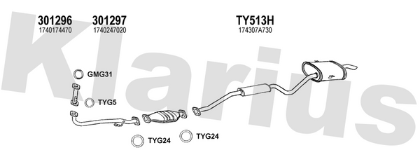Klarius 301297 - Front Pipe For Cat  - Fits Toyota Picnic 2.0i