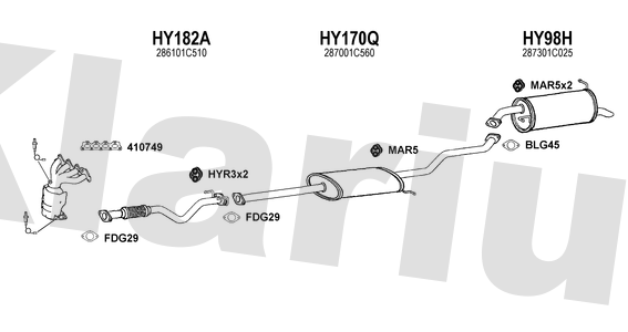 Klarius HY182A - Centre Pipe  - Fits Hyundai Getz 1.1i