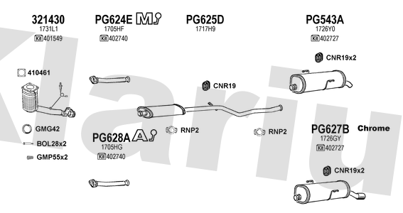 Klarius 321430 - Catalyst Type Approved Withpip  - Fits Peugeot 206 1.6i