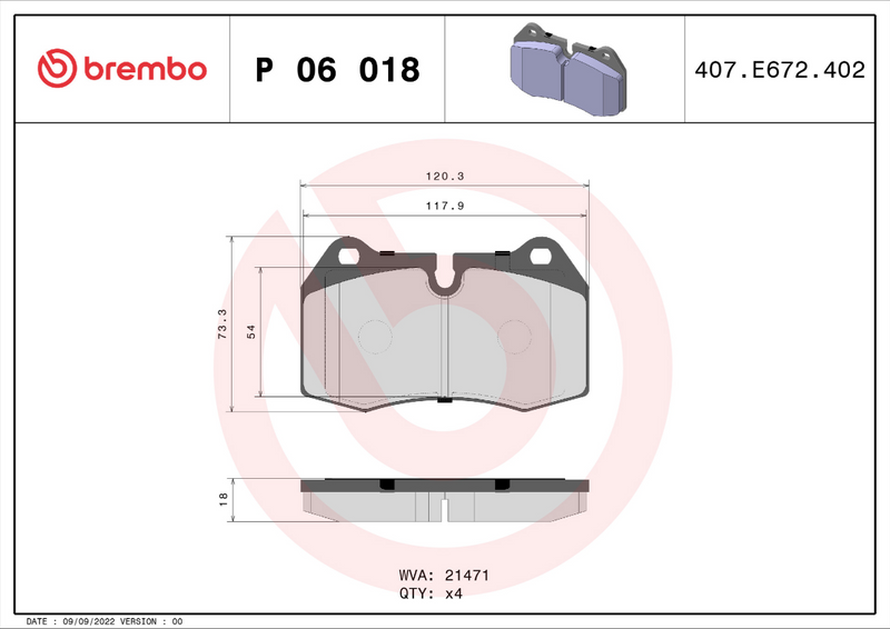 Brembo Brake Pad Set - P06018