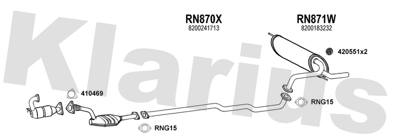 Klarius RN870X - Centre Pipe  - Fits Renault Scenic I 1.9DCi