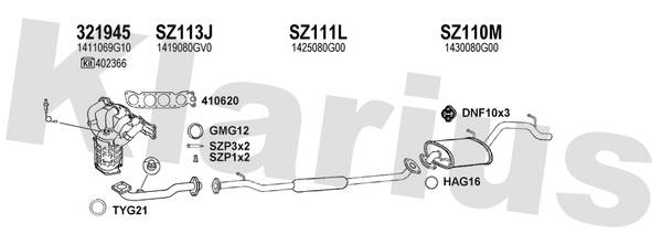 Klarius 321945 - Catalyst Type Approved Withpip  - Fits Suzuki Ignis 1.3