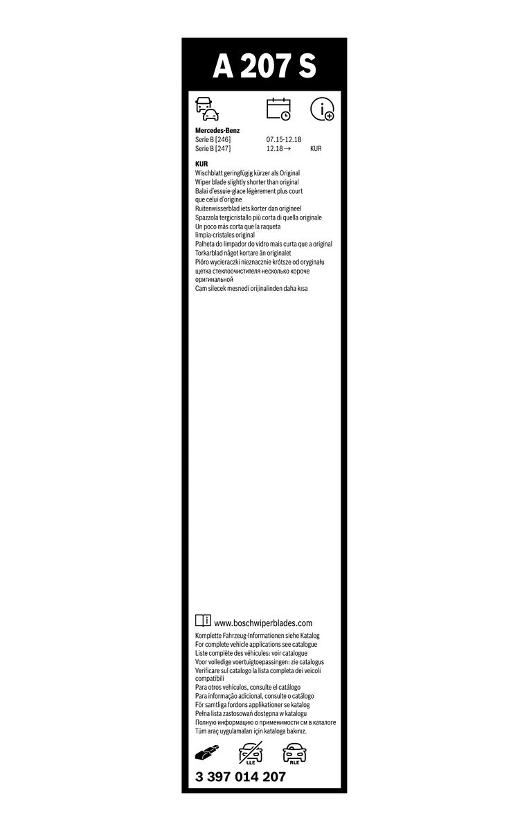 Bosch Aerotwin Front Wiper Blade Set - 650/475mm - A207S