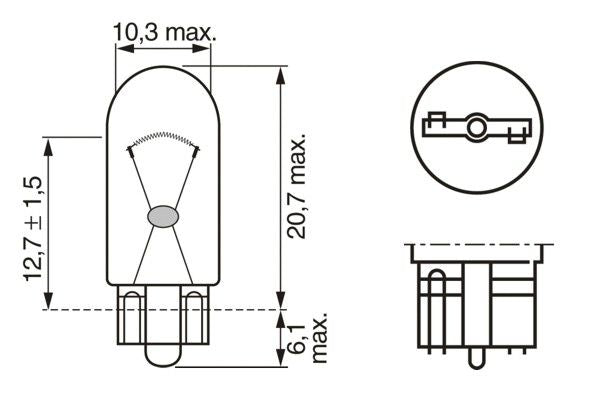 Bosch Pure/Lt W3W 12V W2.1X9.5D Trade Pk Part No - 1987302217
