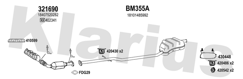 Klarius 321690 - Catalyst Type Approved Withpip  - Fits Mini Cooper 1.6i
