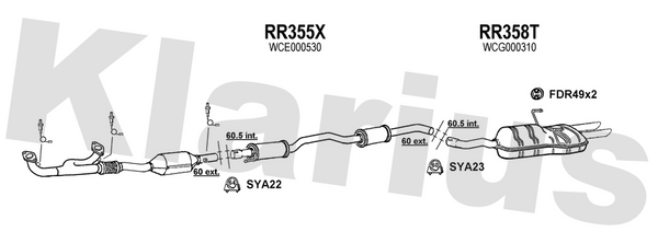 Klarius RR355X - Box With Centre Pipe  - Fits Rover MGZT 2.5i