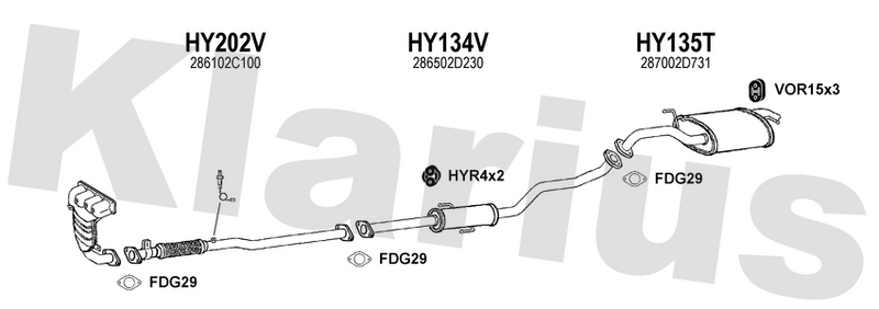 Klarius HY202V - Centre Pipe  - Fits Hyundai Coupe 2.0i