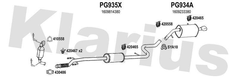 Klarius PG935X - Box With Centre Pipe  - Fits Peugeot 208 1.6 GTi