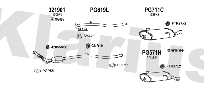 Klarius 321901 - Catalyst Type Approved Withpip  - Fits Peugeot 206 2.0HDi