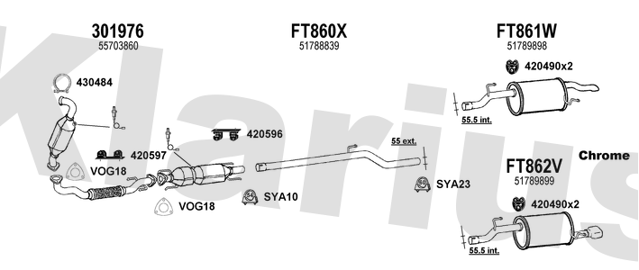Klarius 301976 - Front Pipe For Cat  - Fits Fiat Grande Punto 1.9JTD