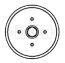 Borg & Beck Rear Brake Drum (Single) -BBR7001