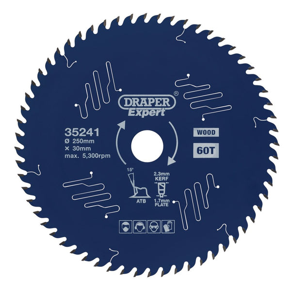 Draper Tct Saw Blade 250mm 60T - 35241