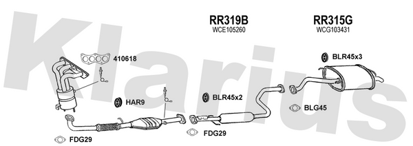 Klarius RR319B - Box With Centre Pipe  - Fits Rover 45 1.4,1.6