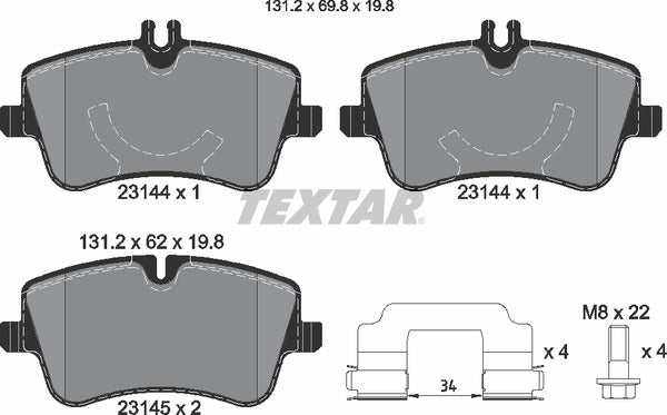 Mercedes-Benz, Brake Pad Set - Textar 2314402