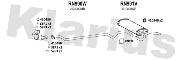 Klarius RN990W - Centre Pipe  - Fits Renault Laguna III 1.5DCi