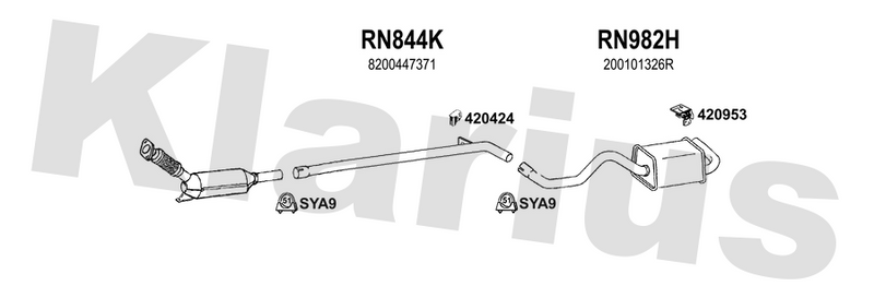Klarius RN844K - Centre Pipe  - Fits Renault Megane III 1.5DCi