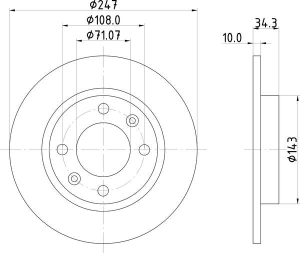 Mintex Brake Discs fits -Peugeot V265:4 MDC699 (also fits other vehicles)