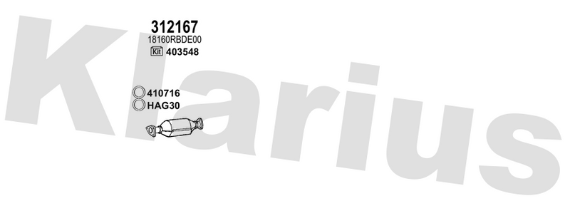 Klarius 312167 - Catalyst Type Approved  - Fits Honda FR-V 2.2CDTi