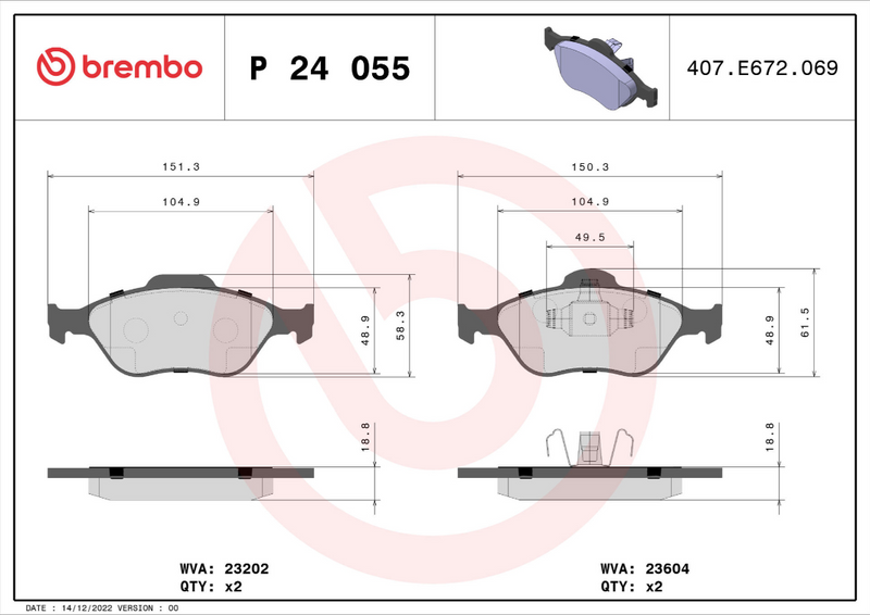 Brembo Brake Pad Set - P24055