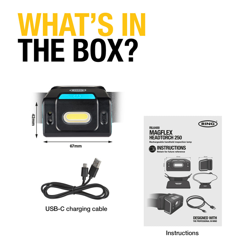 Ring Magflex Dna Headtorch 250 Lumens Rechargeable - RIL6400