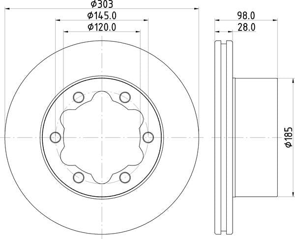 Mintex Brake Discs fits -Man VW V308:5 MDC2840C (also fits other vehicles)
