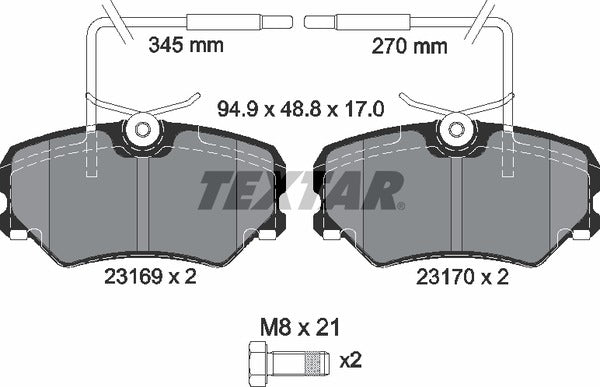 Textar Brake Pad Set - 2316901