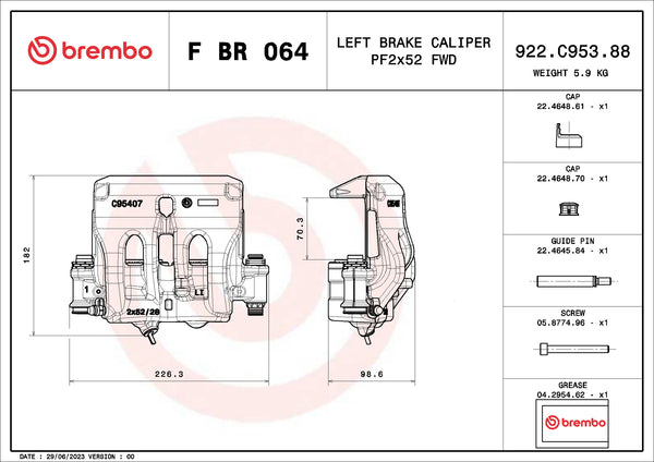 Brembo F BR 064 LCV brake calipers for commercial vehicles - FBR064
