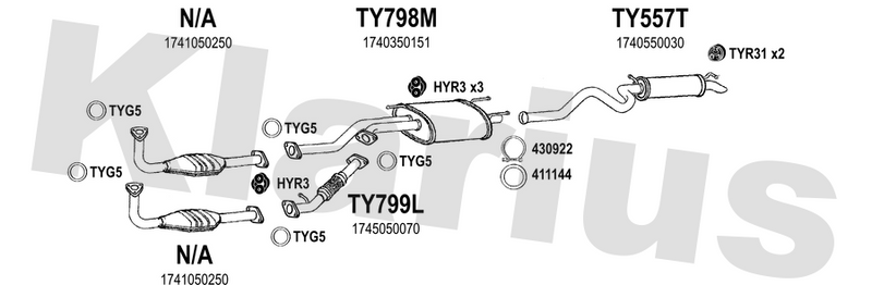 Klarius TY798M - Box With Centre Pipe  - Fits Toyota Landcruiser 4.7