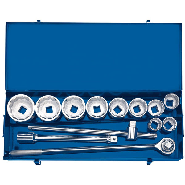 Metric Socket Set in Metal case, 1" Sq Dr (13 Piece)