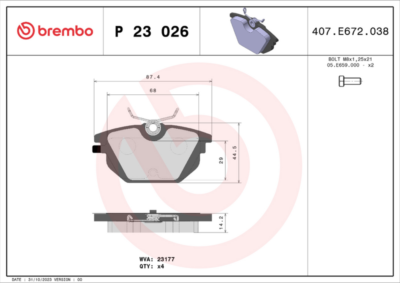 Brembo Brake Pad Set - P23026