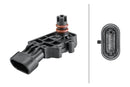 HELLA 6PP 358 152-131 Sensor, boost pressure - 3-pin connector - Bolted
