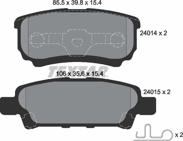 Chrysler Dodge Jeep Mitsubishi, Brake Pad Set - Textar 2401401