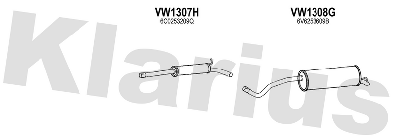 Klarius VW1307H - Box With Centre Pipe  - Fits Audi A1 1.0 TFSi
