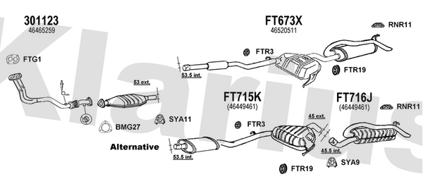Klarius 301123 - Front Pipe For Cat  - Fits Fiat Brava 1.6i